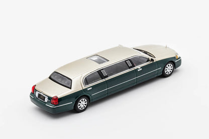 PRE-ORDER GCD Extended Lincoln Champagne Gold & Dark Green Two-Tone 1:64 Scale Diecast Model