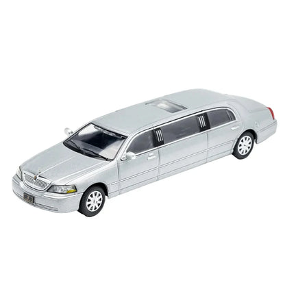 GCD Silver Extended Lincoln Limousine 1:64 Scale Diecast Model