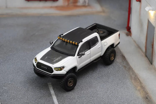 Premium scale diecast model car  – Toyota Tacoma TRD Pro 2022, 1:64 Scale (White) Collectible