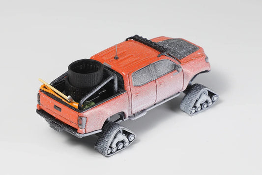 Premium scale diecast model car  – Toyota Tacoma LHD Snowflake AND Accessories, 1:64 Scale (Orange) Collectible