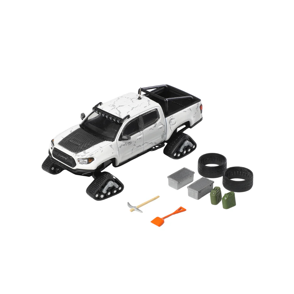 GCD Toyota Tacoma Snow Edition White Stone Texture LHD with 8 Accessories 2022 1:64 Scale Diecast Model