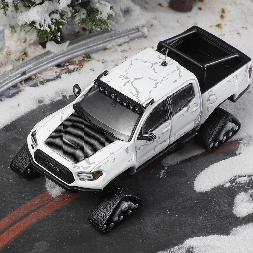 GCD Toyota Tacoma Snow Edition White Stone Texture LHD with 8 Accessories 2022 1:64 Scale Diecast Model