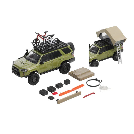 Toyota 4Runner TRD Pro Overland Modified with 13 Accessories (Green), 1:64 Scale collectible diecast model at Poketwheels