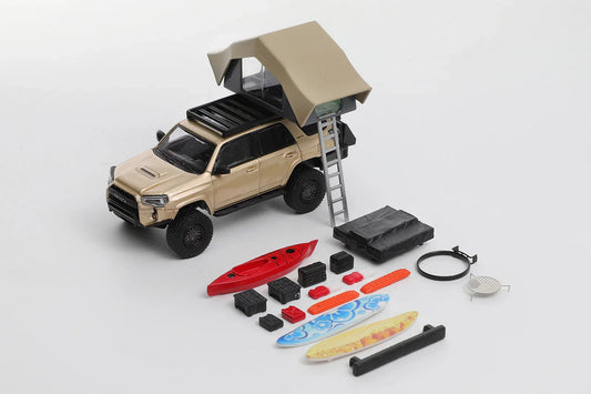Premium scale diecast model car  – Toyota 4Runner Lightly Modified Version With 18pcs Accessories, 1:64 Scale (Silk & Nocturne Black) Collectible
