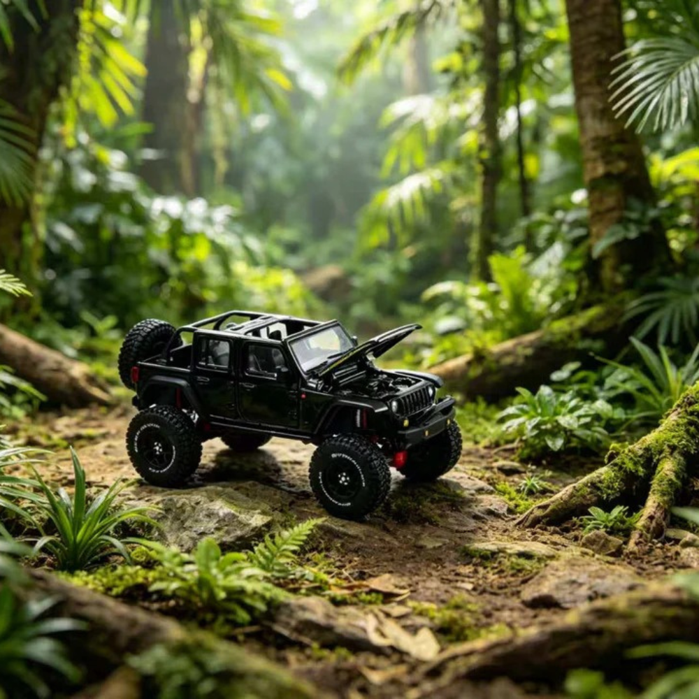 Premium scale diecast model car  – Jeep Wrangler - LHD 2024,1.64 Scale (Black) Collectible
