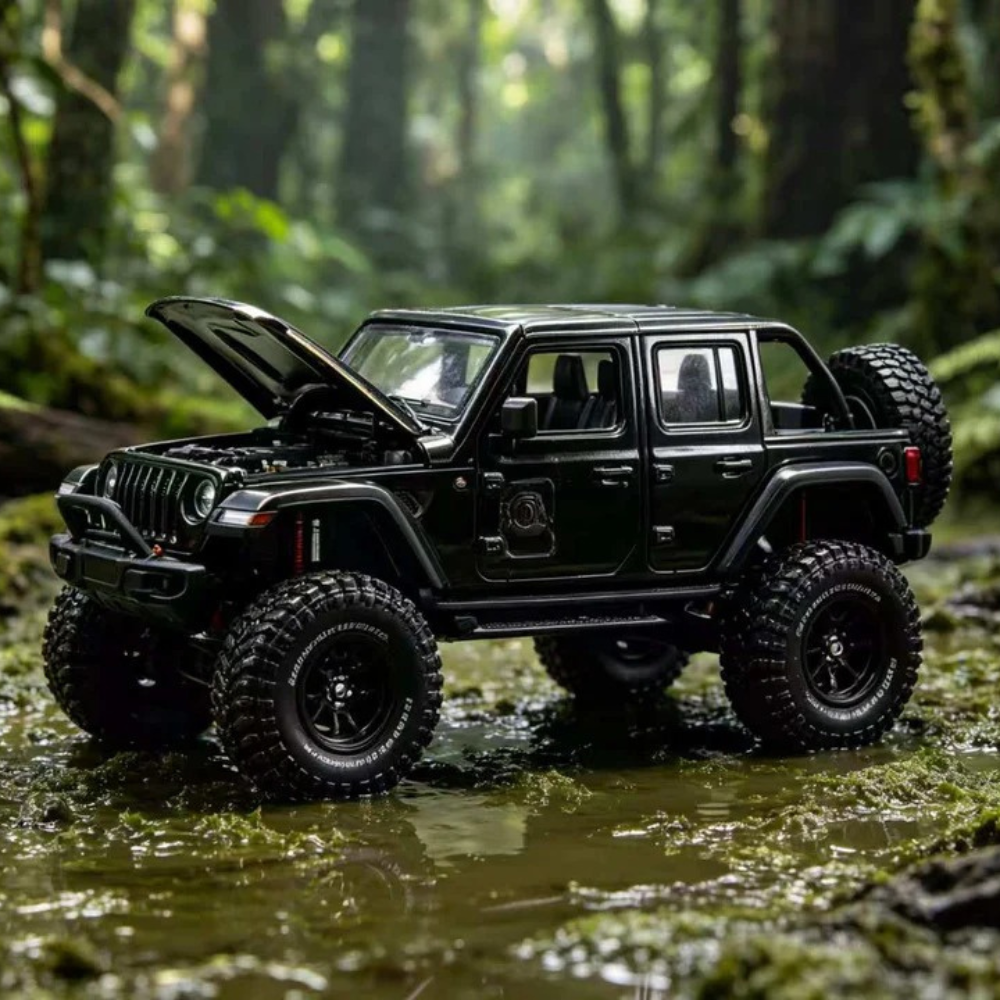 Premium scale diecast model car  – Jeep Wrangler - LHD 2024,1.64 Scale (Black) Collectible