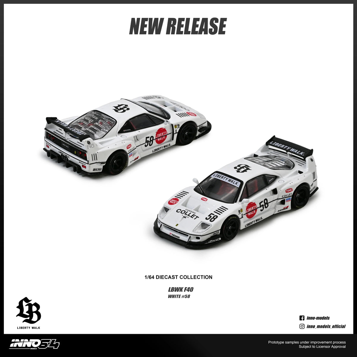 LBWK F40 (White), 1:64 Scale (Chance of Red Chase Car) collectible diecast model at Poketwheels