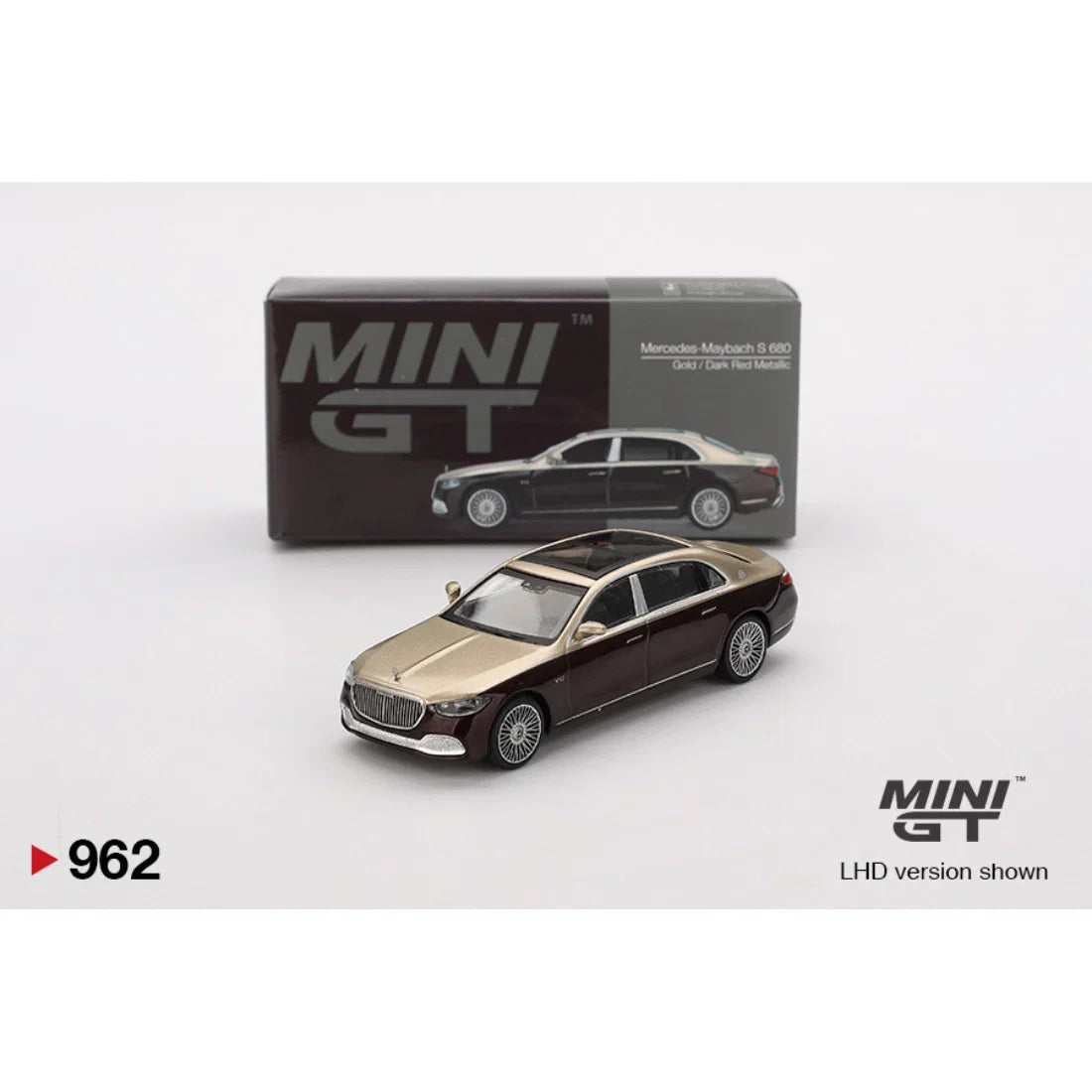 Mercedes-Maybach S 680 Gold / Dark Red Metallic, 1:64 Scale collectible diecast model at Poketwheels