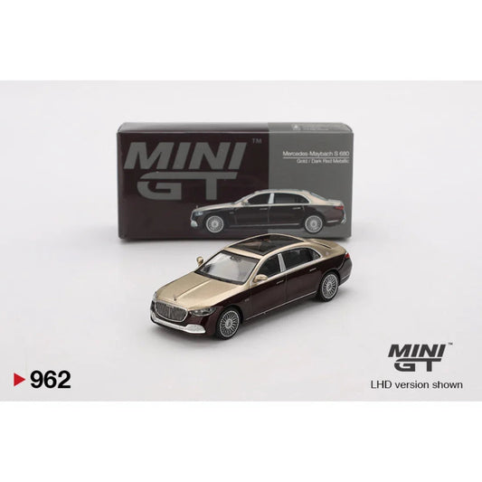 Mercedes-Maybach S 680 Gold / Dark Red Metallic, 1:64 Scale collectible diecast model at Poketwheels