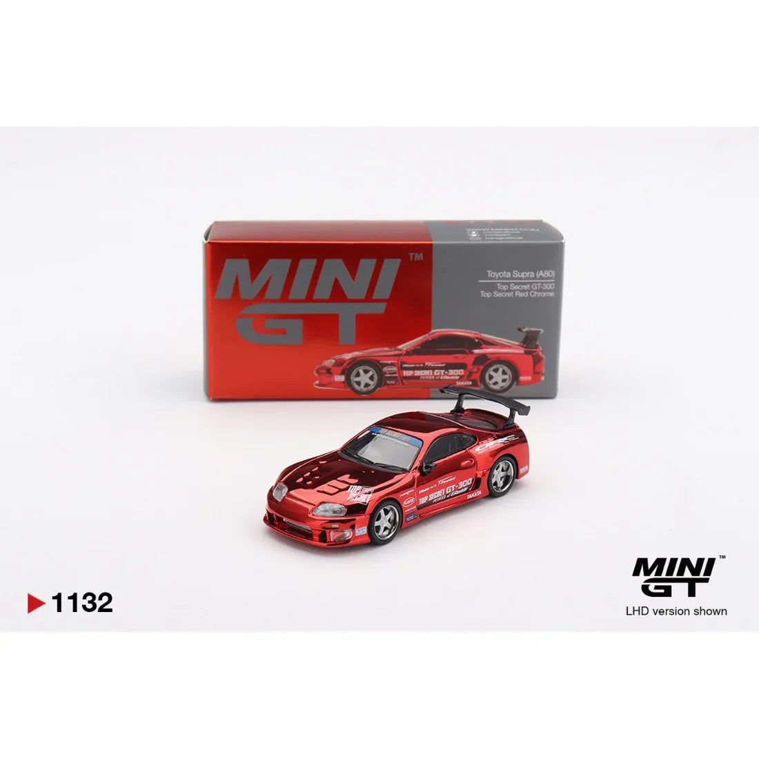 Toyota Supra (A80) Top Secret GT-300 Top Secret , 1:64 Scale (Red Chrome) collectible diecast model at Poketwheels