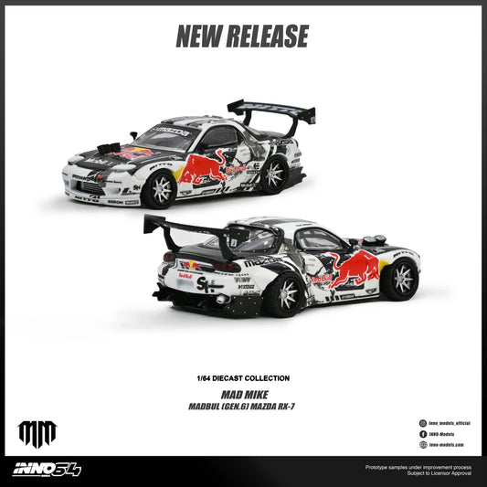*PRE-ORDER* " Mazda RX-7 MAD MIKE "MADBUL Gen6", 1:64 Scale collectible diecast model at Poketwheels