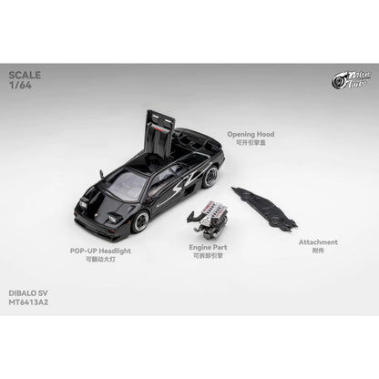 PRE-ORDER Works Model Custom Lamborghini Diablo SV, 1:64 Scale (Metallic Black)