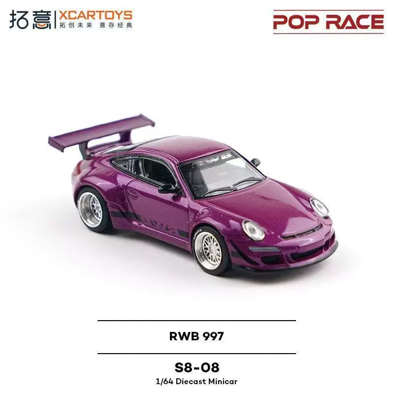 POPRACE Porsche RWB 997, 1:64 Scale (Purple)
