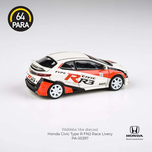 Premium scale diecast model car  – Honda Civic Type R FN2 Race Livery 2007, 1:64 Scale (White) Collectible