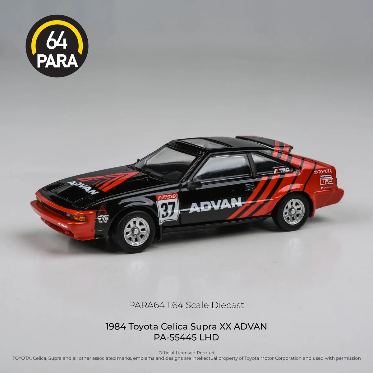 Toyota Celica Supra ADVAN 1984, 1:64 Scale (Black) collectible diecast model at Poketwheels