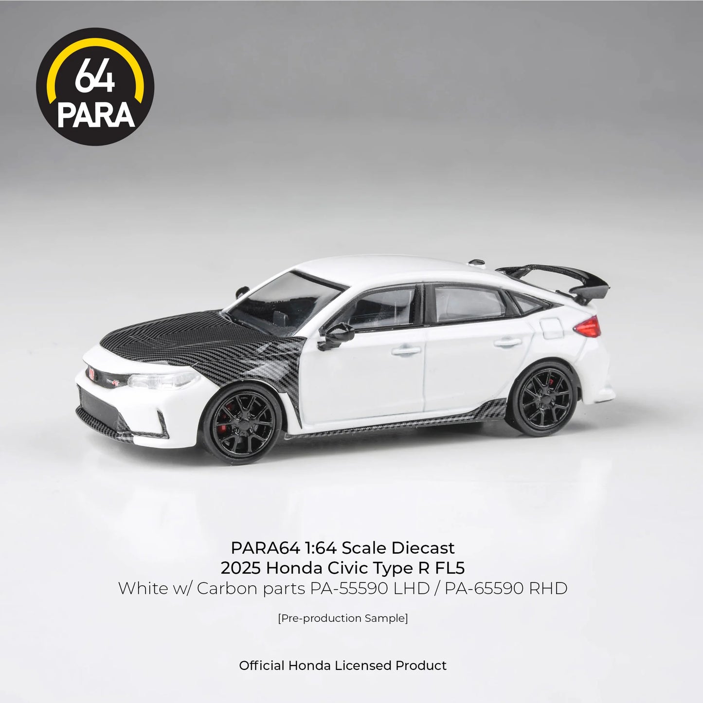PARA64 Honda Civic Type-R FL5 with Carbon Parts 2025 White 1:64 Scale Diecast Model (Pre-Order)