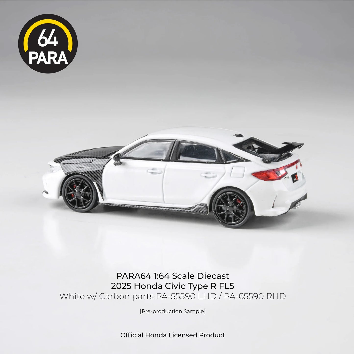 PARA64 Honda Civic Type-R FL5 with Carbon Parts 2025 White 1:64 Scale Diecast Model (Pre-Order)