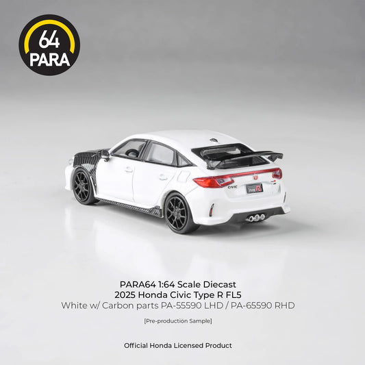 PARA64 Honda Civic Type-R FL5 with Carbon Parts 2025 White 1:64 Scale Diecast Model (Pre-Order)