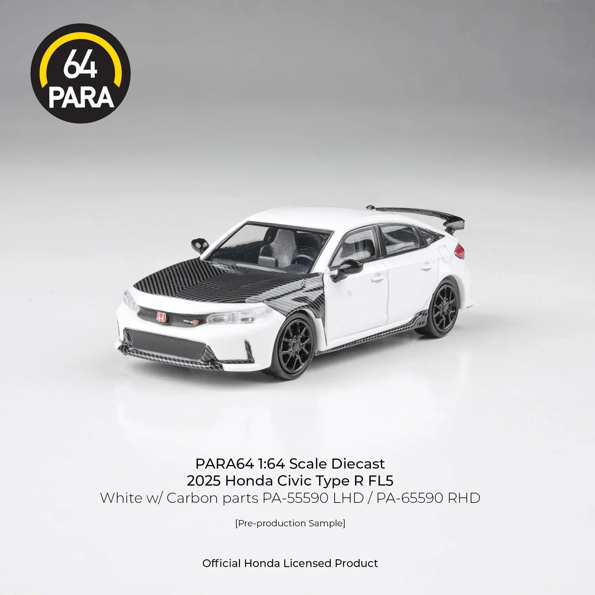 Honda Civic Type-R FL5 W/ Carbon Parts '25 , 1:64 Scale (White) collectible diecast model at Poketwheels