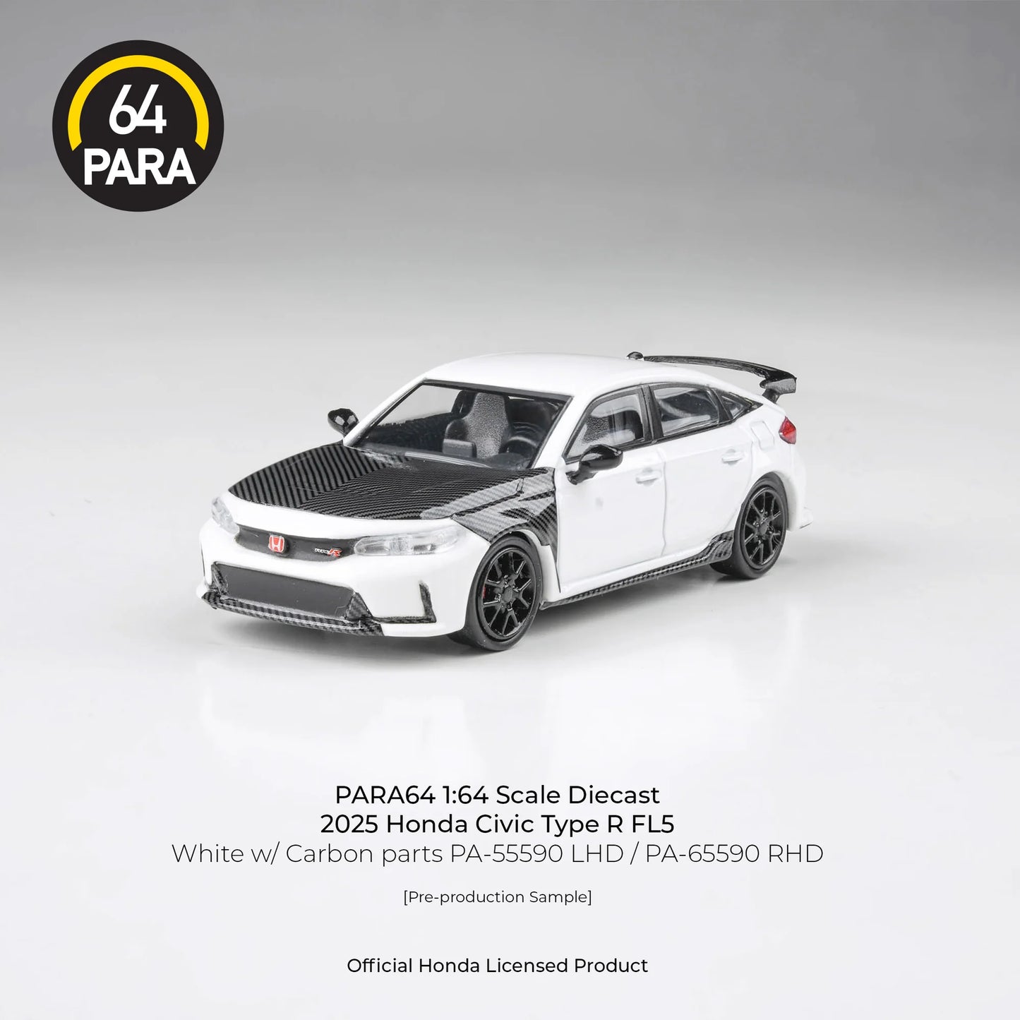 PARA64 Honda Civic Type-R FL5 with Carbon Parts 2025 White 1:64 Scale Diecast Model (Pre-Order)