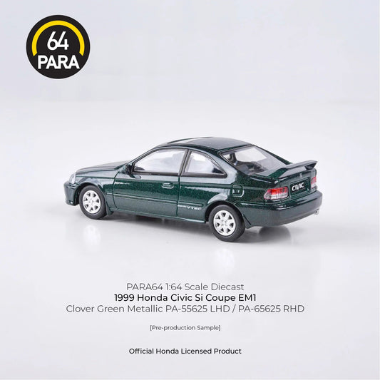 Premium scale diecast model car  – Honda Civic Si Coupe EM1 1999, 1:64 Scale (Green) Collectible