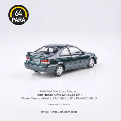 PARA64 Honda Civic Si Coupe EM1 1999 Green 1:64 Scale Diecast Model