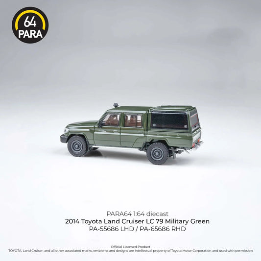 Premium scale diecast model car  – Toyota Land Cruiser LC79 2014, 1:64 Scale (Green) Collectible