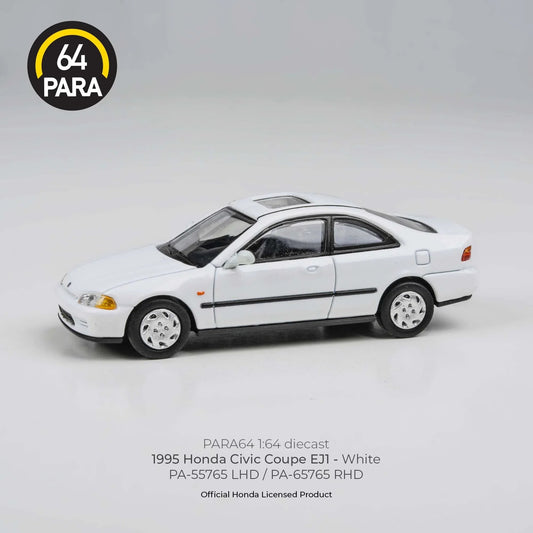 Premium scale diecast model car  – Honda Civic Coupe EJ1 LHD 1995, 1:64 Scale (White) Collectible