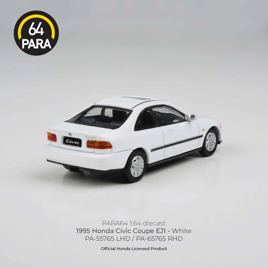 Premium scale diecast model car  – Honda Civic Coupe EJ1 LHD 1995, 1:64 Scale (White) Collectible