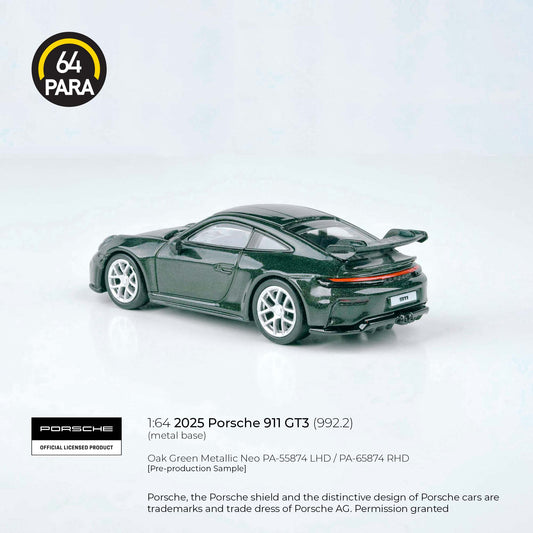 Porsche 911 GT3 (992.2) 2025 Grand Prix White 1:64 Scale Diecast Collectible