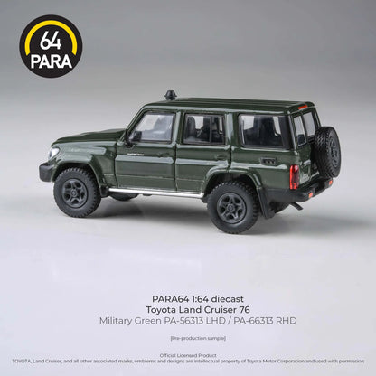 PARA64 Toyota Land Cruiser 76 2014 Military Green 1:64 Scale Diecast Model (Pre-Order)
