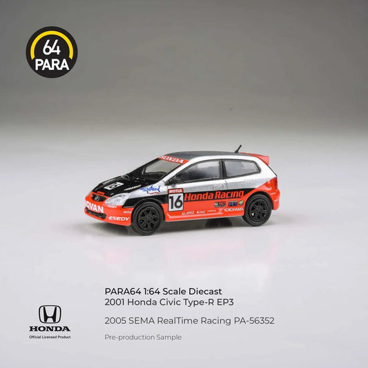 *PRE-ORDER* Honda Civic 2005 SEMA RealTime Racing, 1:64 Scale (Red) collectible diecast model at Poketwheels