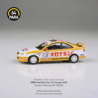 PARA64 Honda Civic EM1 Oyatsu Racing 1999 Yellow 1:64 Scale Diecast Model (Pre-Order)