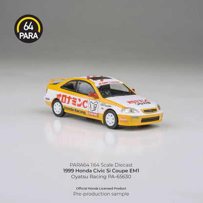 PARA64 Honda Civic EM1 Oyatsu Racing 1999 Yellow 1:64 Scale Diecast Model (Pre-Order)