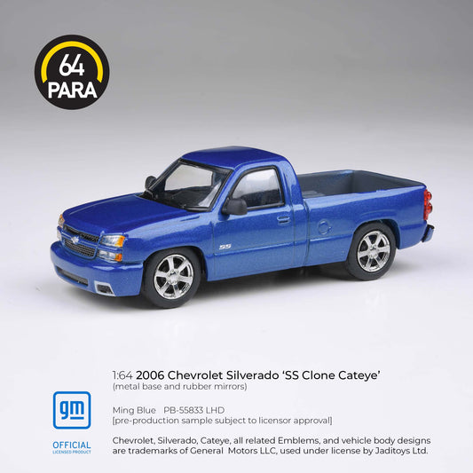 Chevrolet Silverado SS Clone Cateye 2006 Ming Blue 1:64 Scale Diecast Collectible