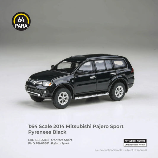 *PRE-ORDER* Mitsubishi Pajero Sport Pyrenees 2014, 1:64 Scale (Black) collectible diecast model at Poketwheels