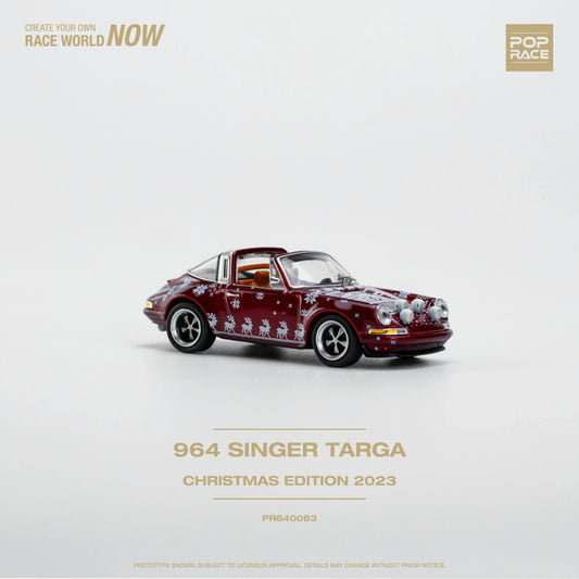 Premium scale model car for display – *PRE-ORDER* 964 Singer Targa Christmas Edition 2023, 1:64 Scale (Maroon) Collectible