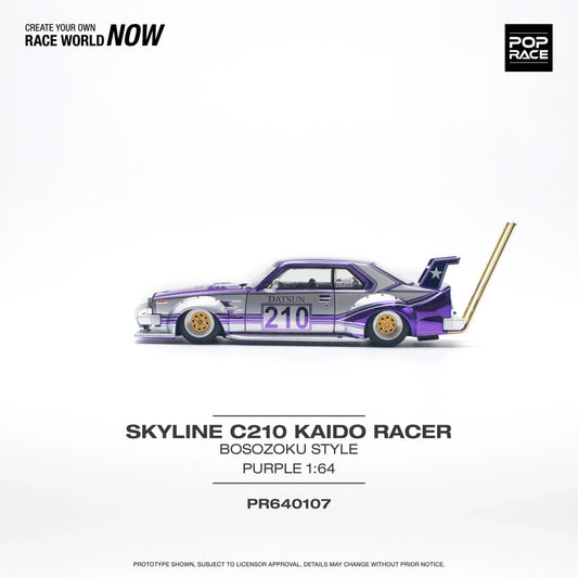 Premium scale diecast model car  – Skyline C210 Kaido Racer Bosozoku Style, 1:64 Scale Collectible