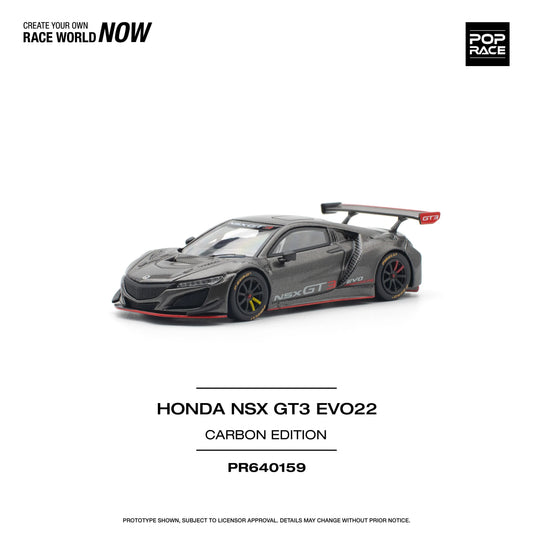 Premium scale model car for display – *PRE-ORDER* Honda NSX GT3 EVO22 Carbon Edition, 1:64 Scale (Grey) Collectible