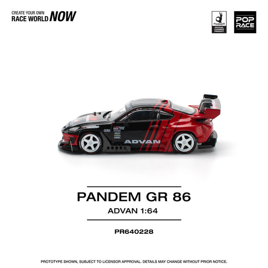Premium scale diecast model car  – Pandem GR 86 Advan, 1:64 Scale (Red) Collectible