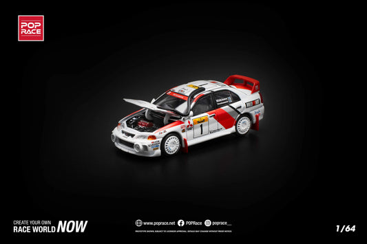 Premium scale model car for display – *PRE-ORDER* Mitsubishi Lance Evolution IV Safari Rally Kenya 1998, 1:64 Scale (White) Collectible