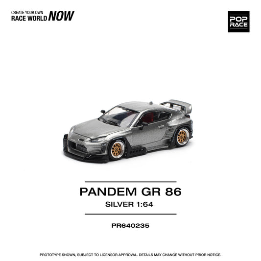 Premium scale diecast model car  – Pandem GR 86, 1:64 Scale (Silver) Collectible