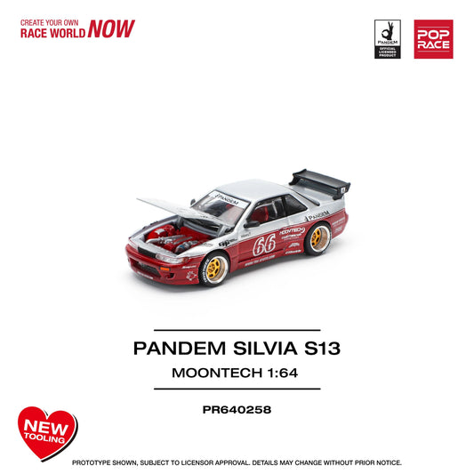 Premium scale model car for display – *PRE-ORDER* Pandem Silvia S13 Moontech, 1:64 Scale (Red) Collectible