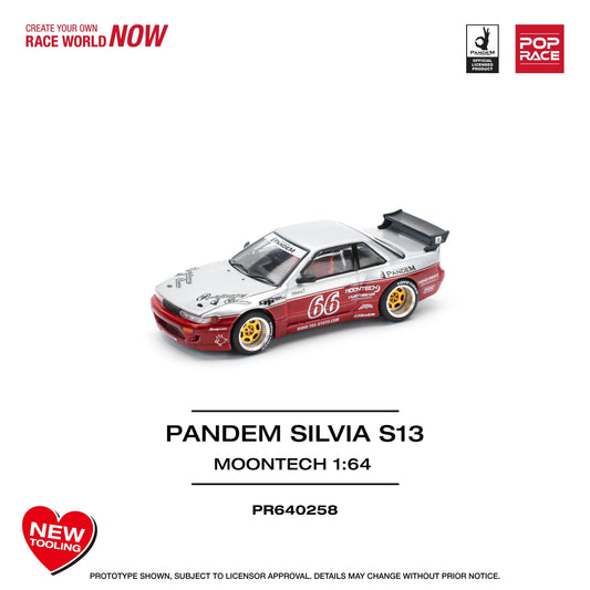 Premium scale model car for display – *PRE-ORDER* Pandem Silvia S13 Moontech, 1:64 Scale (Red) Collectible