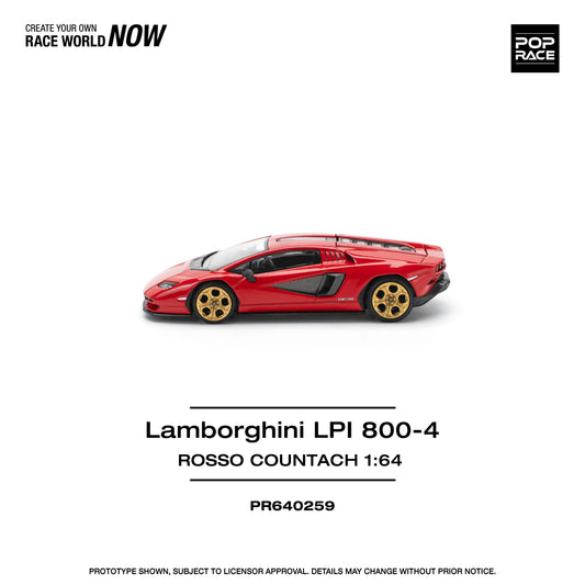 Premium scale diecast model car  – Lamborghini LPI 800-4 Rosso Countach , 1:64 Scale (Red) Collectible