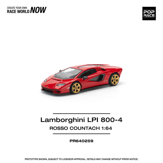 Premium scale diecast model car  – Lamborghini LPI 800-4 Rosso Countach , 1:64 Scale (Red) Collectible