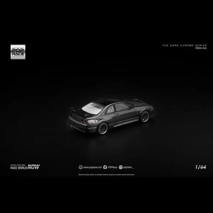 POPRACE Nissan Skyline GT-R R33 NISMO 400R, 1:64 Scale (The Dark Chrome Series)