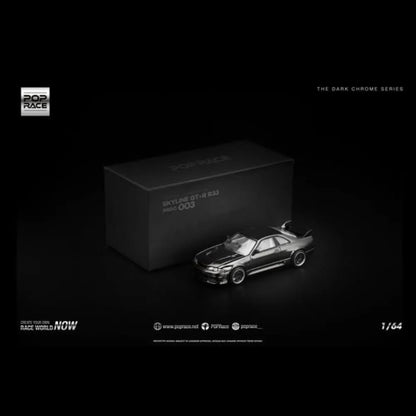 POPRACE Nissan Skyline GT-R R33 NISMO 400R, 1:64 Scale (The Dark Chrome Series)