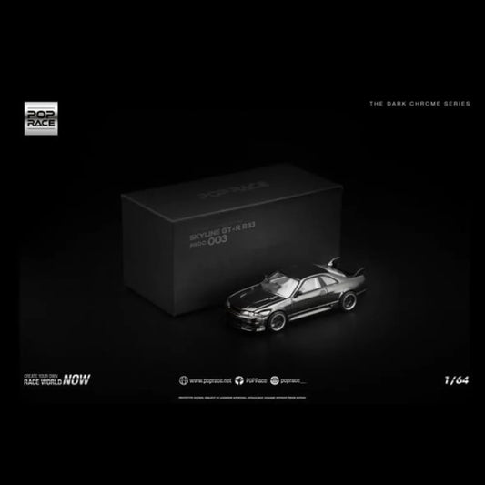 POPRACE Nissan Skyline GT-R R33 NISMO 400R, 1:64 Scale (The Dark Chrome Series)