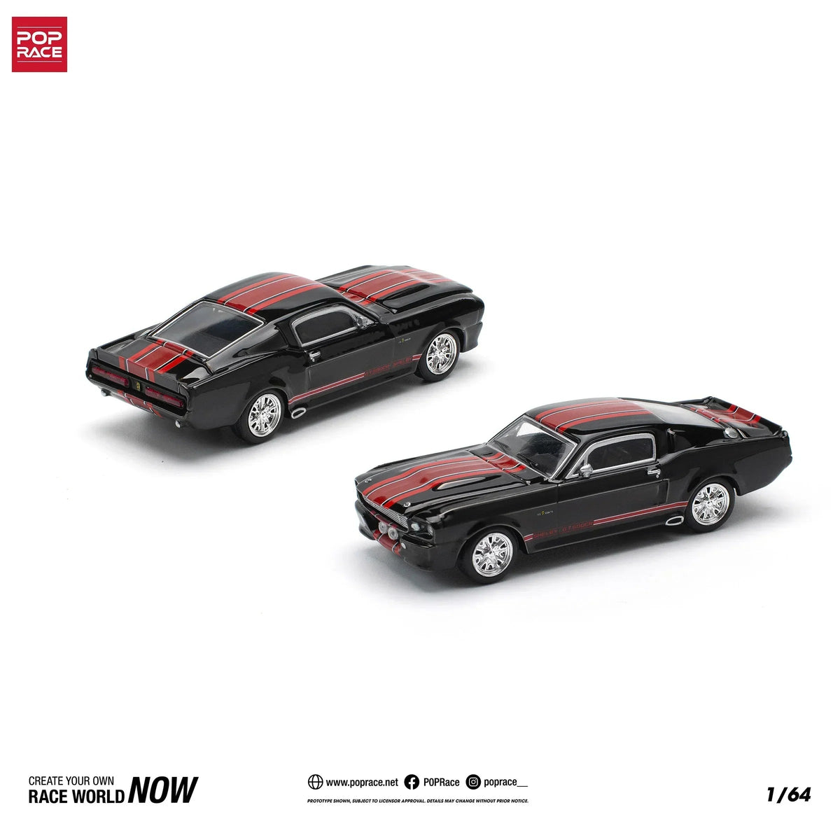 Shelby Mustang GT500, 1:64 Scale (Black) collectible diecast model at Poketwheels